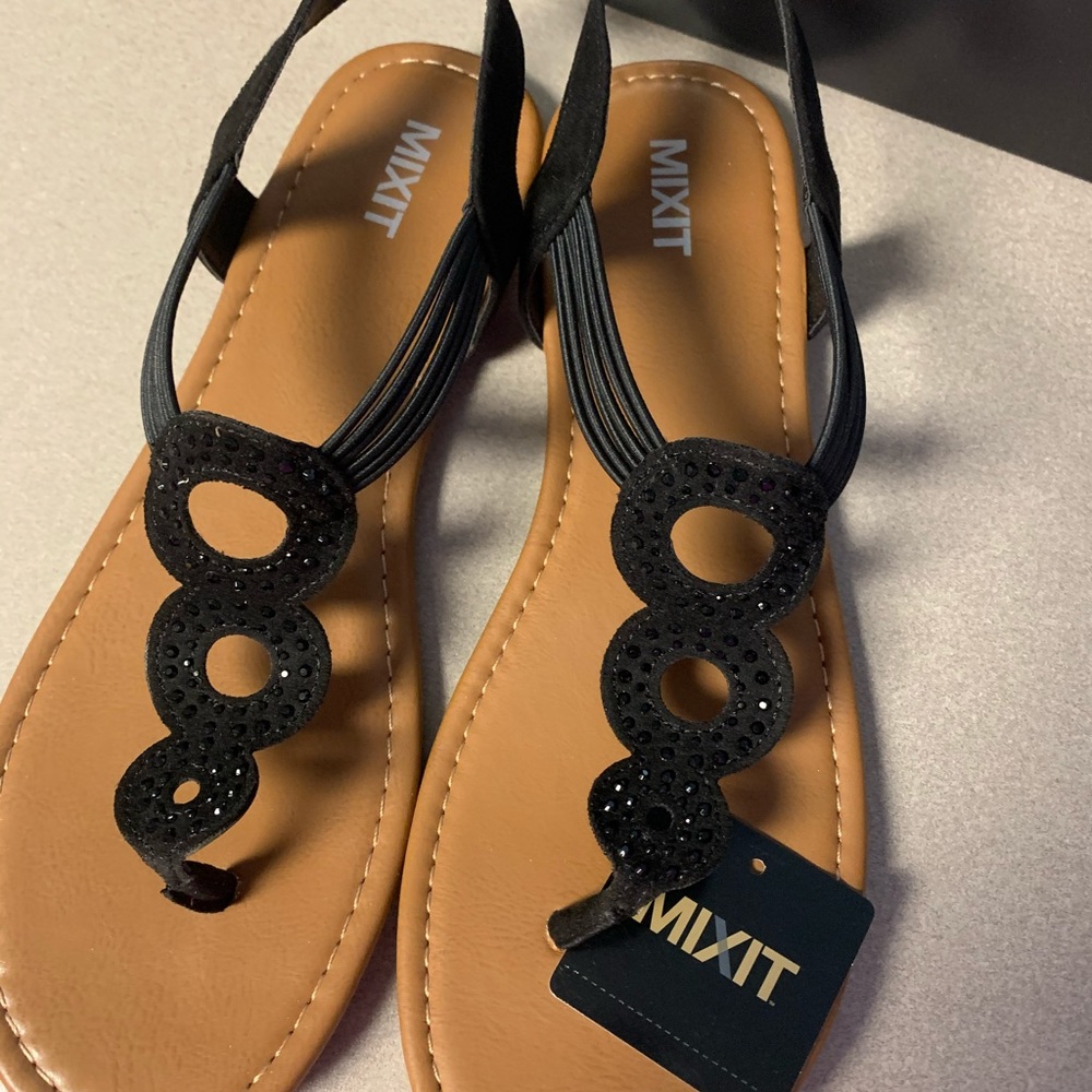 Brand new black sequin sandals